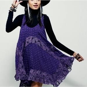 Free People She Swings Slip Dress Purple XS